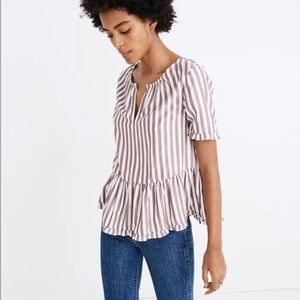 NWOT Madewell Green Stanza Ruffle Hem Top - Size M